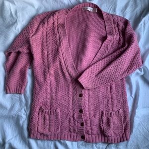 Venezia cardigan sweater, size 18/20, pink, cable knit